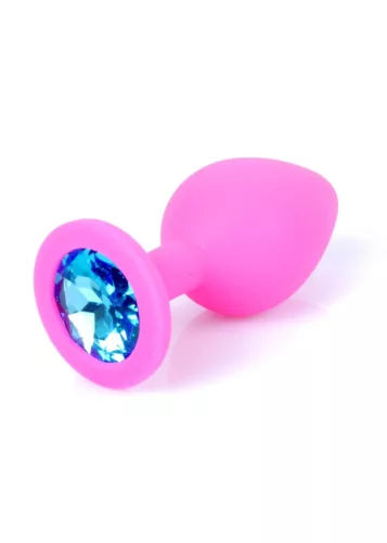 Anál plug Szilikon, sima, ékszeres 8 cm világoskék