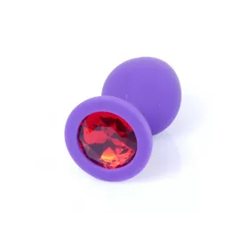   Anál plug Szilikon ékszeres Bulbusos, anatómiai 8 cm piros gyémánt