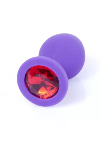 Anál plug Szilikon ékszeres Bulbusos, anatómiai 8 cm piros gyémánt