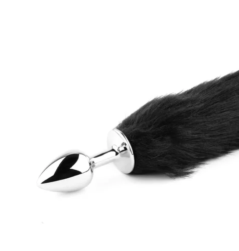 Plug-Fox Anál plug Fém, puha farkas, 45 cm fekete XL