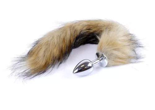 Plug-Fox Anál plug Puszysty farkas elegáns fém 45 cm barna XL