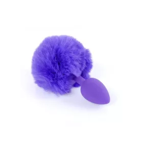 Szilikon anál plug puha nyuszifarkú 6,5 cm lila