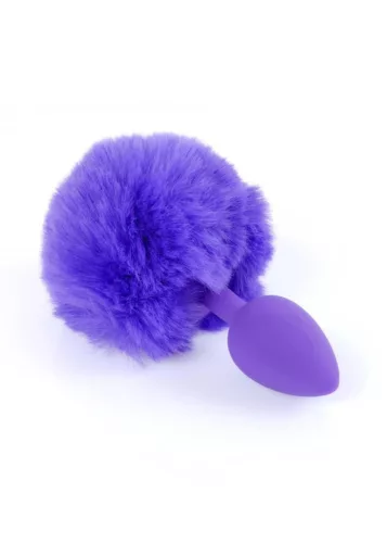 Szilikon anál plug puha nyuszifarkú 6,5 cm lila
