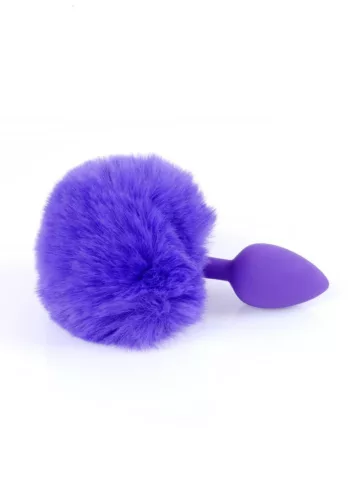Szilikon anál plug puha nyuszifarkú 6,5 cm lila