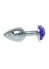 Anal plug Anatómiás, fém hűtő-melegítő 7 cm lila rózsa díszítéssel