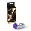Anal plug Anatómiás, fém hűtő-melegítő 7 cm lila rózsa díszítéssel