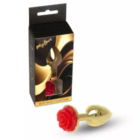 MyLove Toys Anál plug Anatómiás, fém, 7 cm piros rózsa