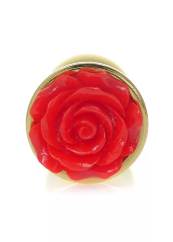 MyLove Toys Anál plug Anatómiás, fém, 7 cm piros rózsa