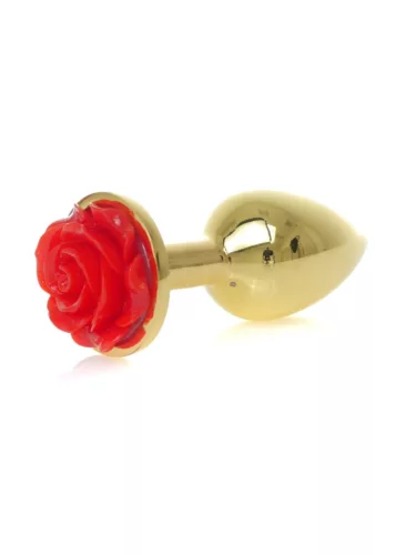 MyLove Toys Anál plug Anatómiás, fém, 7 cm piros rózsa