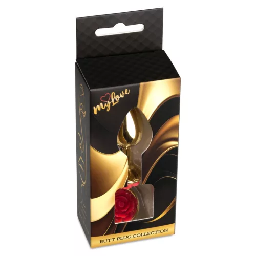 MyLove Toys Anál plug Anatómiás, fém, 7 cm piros rózsa
