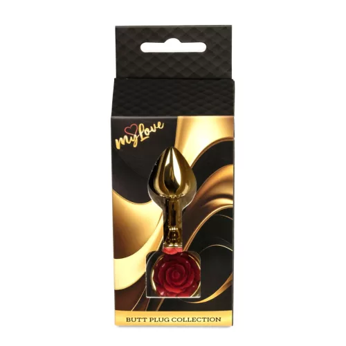 MyLove Toys Anál plug Anatómiás, fém, 7 cm piros rózsa