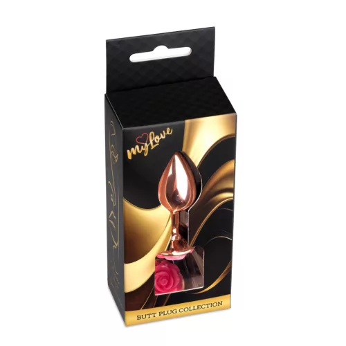 Anal plug Anatómiás alak, fém, 7 cm rózsaszín-arany