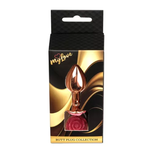 Anal plug Anatómiás alak, fém, 7 cm rózsaszín-arany