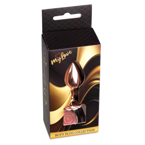MyLove Toys Anál plug Fém, hűthető, 7 cm piros-arany rózsa