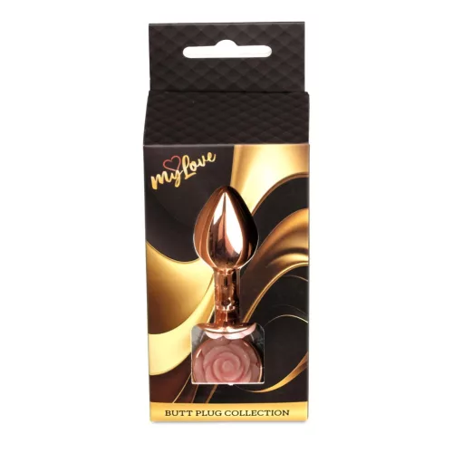 MyLove Toys Anál plug Fém, hűthető, 7 cm piros-arany rózsa