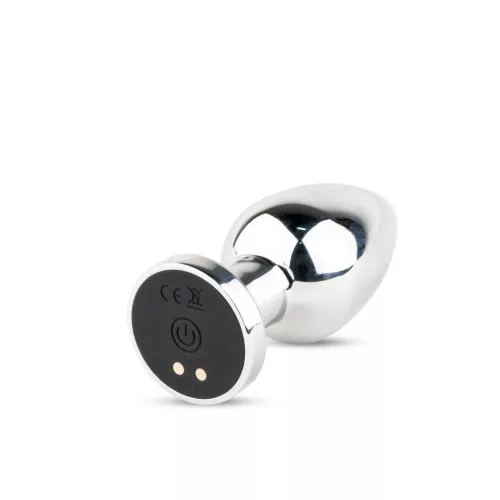 Fém anál dildó M méret távirányítóval USB-s vibrátorral