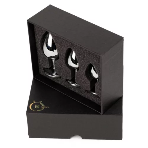 Anál plug szett rozsdamentes acél hűthető melegíthető 6,5-8,7 cm ezüst kristály díszítéssel