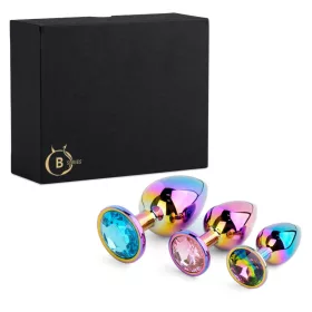   Anál plug szett több méretű, rozsdamentes acél multicolor kristály díszítéssel