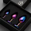Anál plug szett több méretű, rozsdamentes acél multicolor kristály díszítéssel