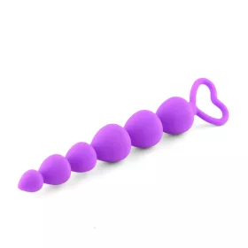   Anál gyöngysor fokozatos szintezésű, szív markolat 17 cm lila szilikon