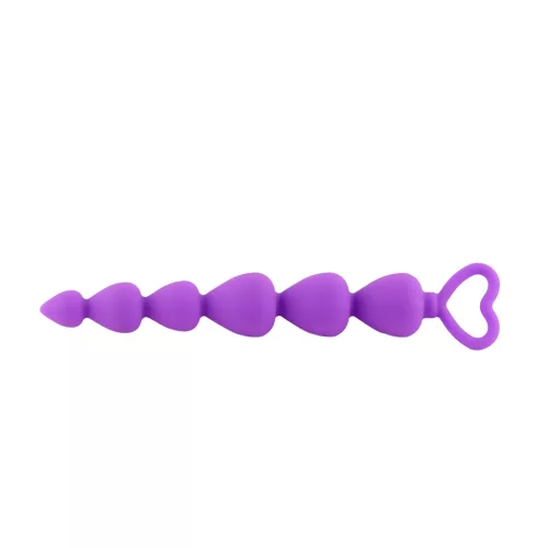 Anál gyöngysor fokozatos szintezésű, szív markolat 17 cm lila szilikon