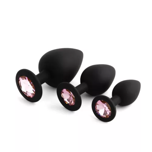 Szexjáték Anál plug szett Dupla stimuláció 9,3-7 cm fekete