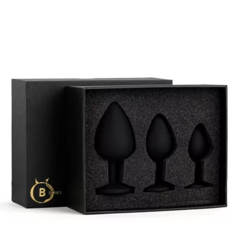 Szexjáték Anál plug szett Dupla stimuláció 9,3-7 cm fekete