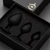 Szexjáték Anál plug szett Dupla stimuláció 9,3-7 cm fekete