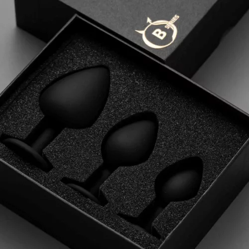 Szexjáték Anál plug szett Dupla stimuláció 9,3-7 cm fekete