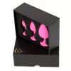 Anál plug szett anatómiai design, rózsaszín pink 9,3 cm 8 cm 7 cm rózsaszín kristály