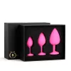 Anál plug szett anatómiai design, rózsaszín pink 9,3 cm 8 cm 7 cm rózsaszín kristály