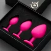 Anál plug szett anatómiai design, rózsaszín pink 9,3 cm 8 cm 7 cm rózsaszín kristály