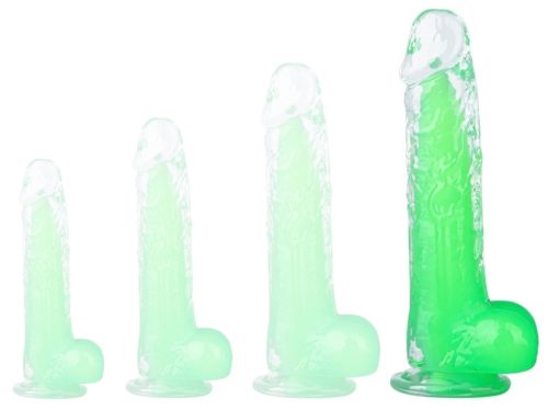 Átlátszó jelly pénisz 19 x 4,6 cm – zöld prémium élvezet
