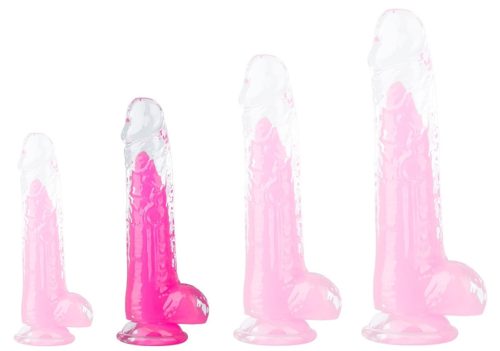Átlátszó zselés dildó – 14 cm pink színben