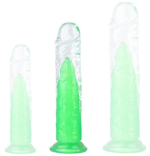 Jellis M – átlátszó zöld vibrátor 18 x 3,8 cm