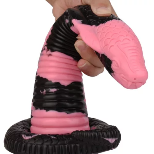 Cobra Snake M – prémium dildó fekete-rózsaszín 22 x 6 cm