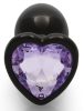 Bijou Heart Gem S – prémium anális kő, fekete-lila 6 x 2.6 cm