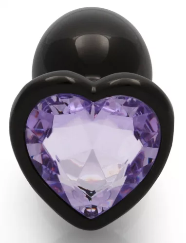 Bijou Heart Gem S – prémium anális kő, fekete-lila 6 x 2.6 cm