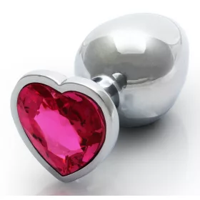   Bijou Heart Gem M – ezüst-rózsaszín anális gyöngy 7 cm