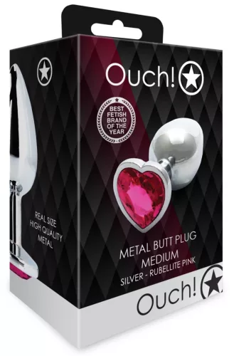 Bijou Heart Gem M – ezüst-rózsaszín anális gyöngy 7 cm