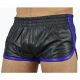 Sports Line – fekete-kék hatású bőrshorts