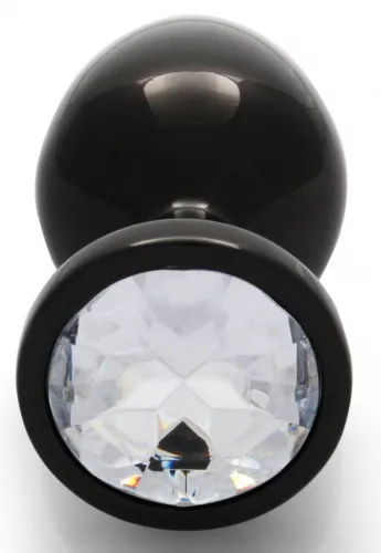 Bijou – Prémium anal gyöngy, 7 x 3,3 cm, fekete-átlátszó