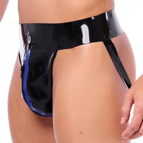 Xrub Latex Jockstrap – fekete-kék latex alsónemű