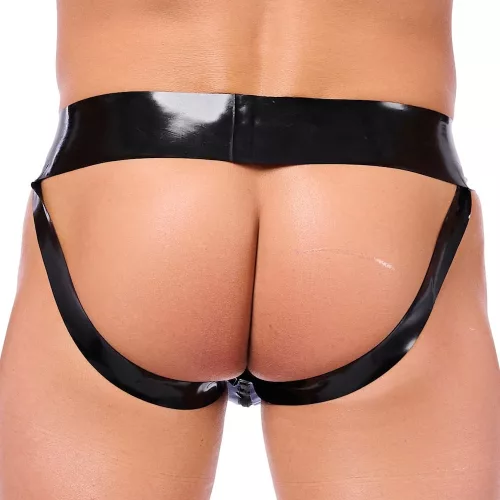 Xrub Latex – fekete-fehér cipzáras jockstrap