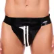 Xrub Latex Jockstrap – elegáns zippes, fekete-fehér alsónemű
