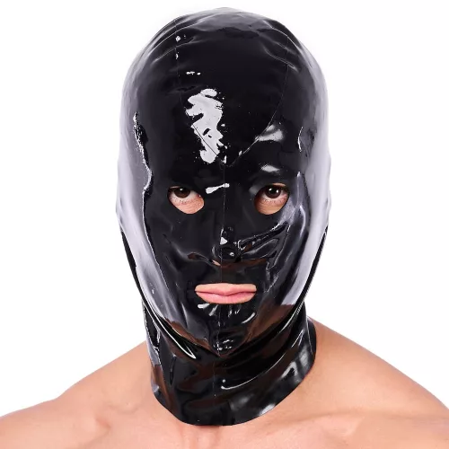 Xrub - fekete latex fejfedő cipzárral
