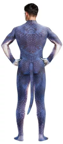 Kék-fehér Raptus dinoszaurusz jelmez cosplayhoz
