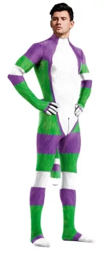 Prémium Cartoon Cosplay Overall – fehér-zöld-lila kombinációban