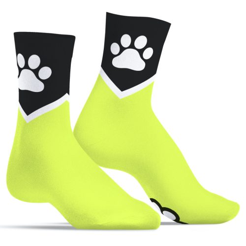 Paw Kinky Puppy – élénk sárga fluo zokni kényeztetéshez