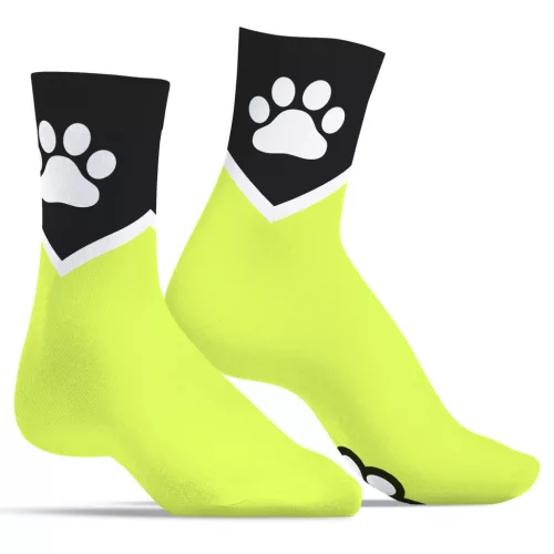Paw Kinky Puppy – élénk sárga fluo zokni kényeztetéshez